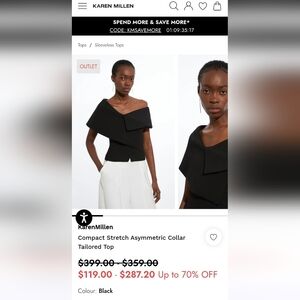 Karen Millen Black Off-Shoulder Top